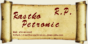 Rastko Petronić vizit kartica